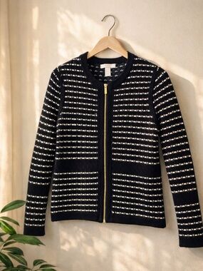 Banana Republic Zip Sweater Jacket Cashmere Blend Black Size Small